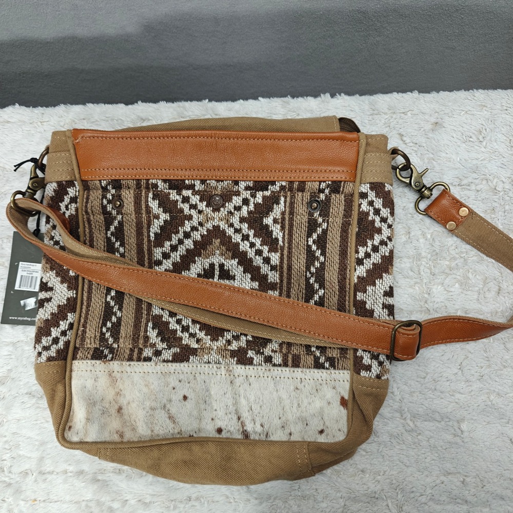 Myra Aztec Elisa Shoulder Bag Canvas Cowhide‎ Boho Indie Southwestern Country